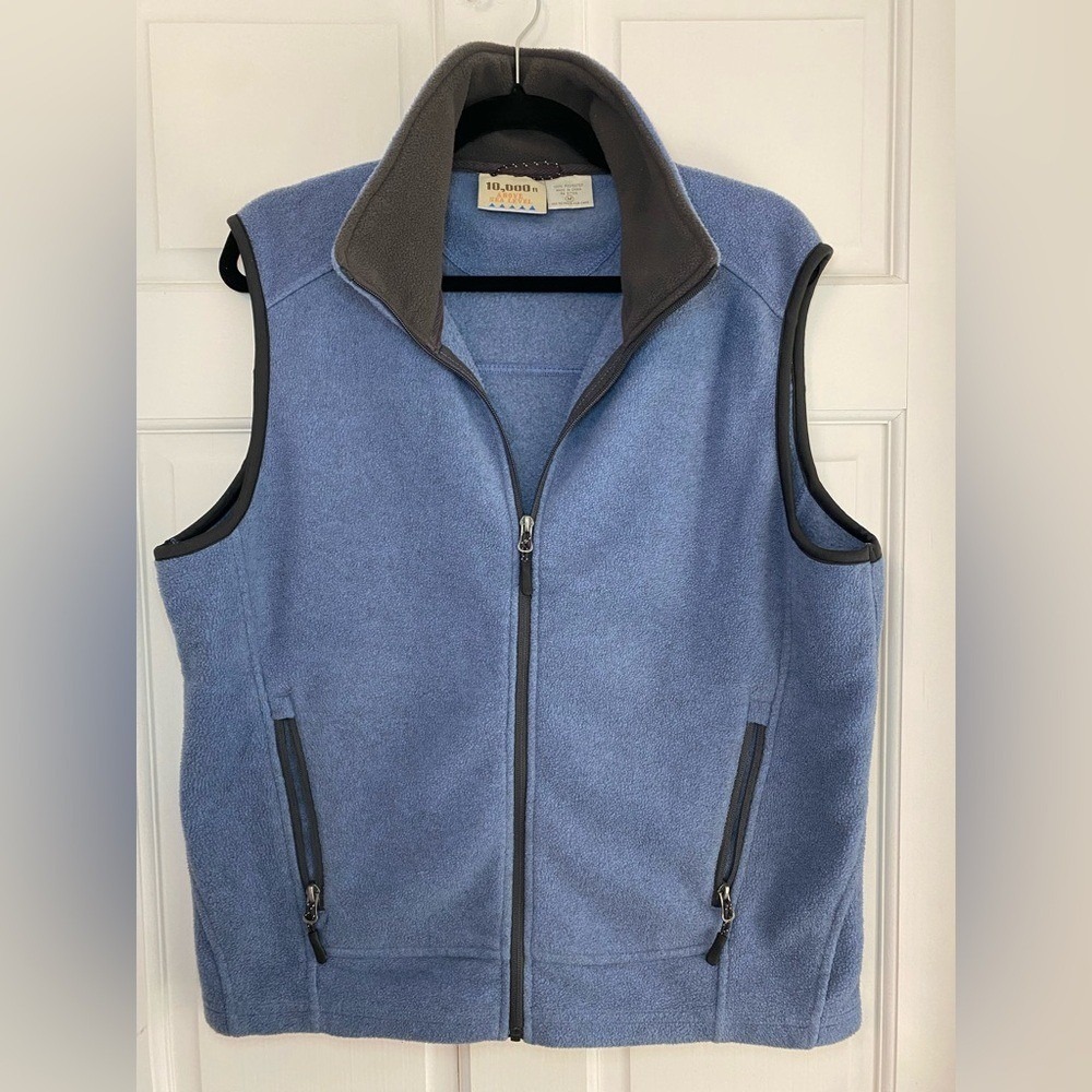 Men's 10,000 ft Above Sea Level‎ Blue Fleece Zip Vest with Pockets Medium/M G